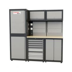 Alemlube Automotive 3-Cabinet Workstation. Overall Width: 2100mm 