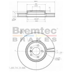 Bremtec Euro-Line Disc Brake Rotor (Single) 364.9mm