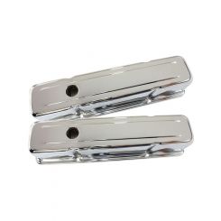 Aeroflow Chrome Steel Valve Covers Suit SB Chev Without Logo, Tall