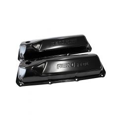 Aeroflow Black Steel Valve Covers For Ford 302-351 Cleveland Logo