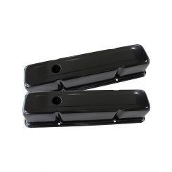 Aeroflow Black Steel Valve Covers Suit SB Chev Without Logo, Tall