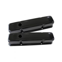 Aeroflow Black Steel Valve Covers Suit SB Chev Without Logo, Tall