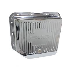 Aeroflow Chrome Transmission Pan - GM TH350, Deep Pan + Drain Plug