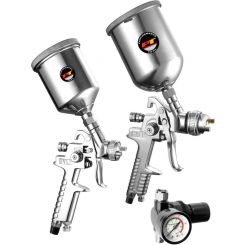 Performance Tool Spray Guns Aluminum Chrome Gravity Feed One Nozzle Kit