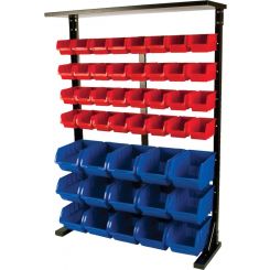 Performance Tool Storage Rack Black Metal 32 Red 15 Blue Plastic Bins