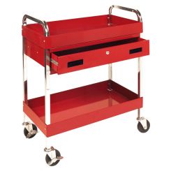 Performance Tool Shop Cart Steel Red Powdercoat 2 Shelf Locking Drawer