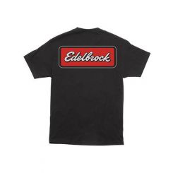 Edelbrock T-Shirt Short Sleeve Cotton Black Edelbrock Badge Logo Men's