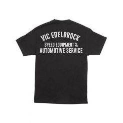 Edelbrock T-Shirt Short Sleeve Cotton Black Edelbrock Speed and Service