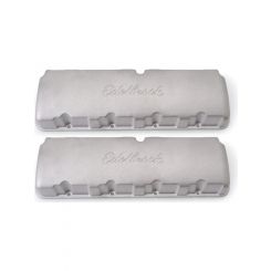Edelbrock Valve Covers Stock Height Aluminium Natural Edelbrock Logo Big