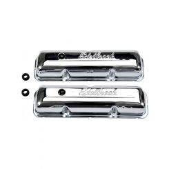 Edelbrock Valve Covers Signature Series Stock Height Steel Chrome Edelbro