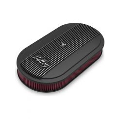 Holley Air Cleaner HOLLEY OVAL AIR CLEANER FINNED 3 INCH PREMIUM SATIN