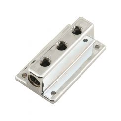 Mr Gasket Fuel Block T-Type Cast Aluminium Chrome One 3/8 in. NPT Fema