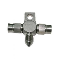 Aeroflow S/Steel Tee Block With Mount Tab -3AN -3AN Male On Side