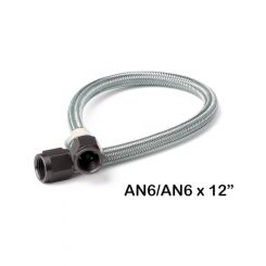 Nitrous Oxide Systems Hose Braided Stainless Steel -6AN Female 12" Black