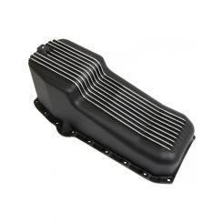 RTS Oil Pan Cast Aluminum Machined Finned Black 4 qt. SB Chev Passan
