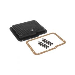 RTS Transmission Pan Stock Steel Finned Black Powdercoated Finned GM Pow