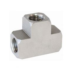 Aeroflow Stainless Steel Inverted Female T-Block 3 x 3/8"-24 Inverted Seat AF385