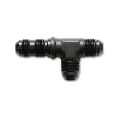 Vibrant Performance Bulkhead Adapter Tee on Run Fitting; Size: -10AN Black