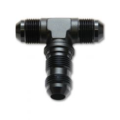 Vibrant Performance Bulkhead Adapter Tee Fitting; Size: -6AN Black Anodized