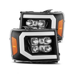 AlphaRex 07-13 GMC 1500HD NOVA LED Proj Headlight Plank Style Gloss Blk…