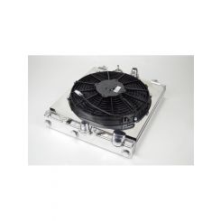 CSF Universal Half Radiator w/-16AN & Slip-On Fittings/12in SPAL Fan & S