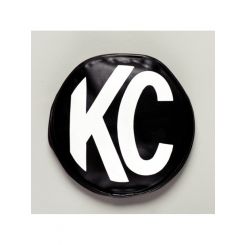 KC Hilites 6" Round Soft Vinyl Cover Pair Black White KC Logo