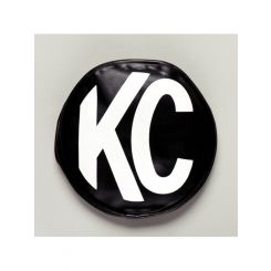 KC Hilites 8" Round Soft Vinyl Cover Pair Black White KC Logo Pair
