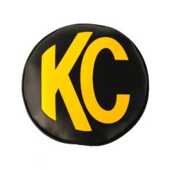 KC Hilites 8" Round Soft Vinyl Cover Pair Black Yellow KC Logo Pair
