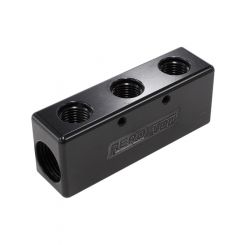 Aeroflow Billet 5 Port Fuel Log 3 x -6AN, 2 x -8AN Black