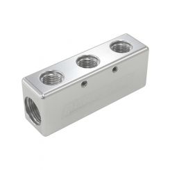 Aeroflow Billet 5 Port Fuel Log 3 x -6AN, 2 x -8AN Silver