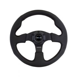 NRG Reinforced Steering Wheel 320mm Black Leather w/Black Stitching