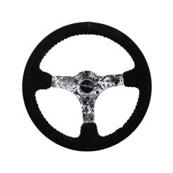 NRG Reinforced Steering Wheel 350mm / 3" Deep Blk Suede w/Hydrodip