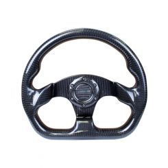 NRG Carbon Fiber Steering Wheel 320mm Flat Bottom w/Shiny Black Ca