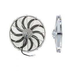 Aeroflow 16 Inch Chrome Electric Thermo Fan Curved Blades