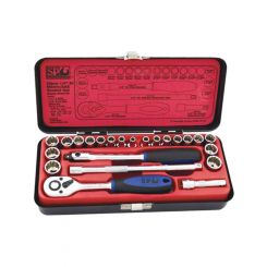 SP Tools Socket Set 1/4Dr 6Pt 23Pc Metric/Sae