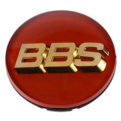 BBS Center Cap 70mm Red w/ Gold 3D Logo 4-tab