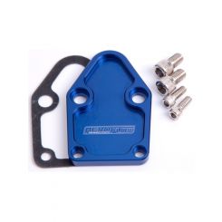 Aeroflow Billet Fuel Pump Block-Off Plate Blue For SB Chevy