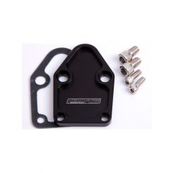 Aeroflow Billet Fuel Pump Block-Off Plate Black For SB Chevy