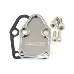Aeroflow Billet Fuel Pump Block-Off Plate Chrome For SB Chevy