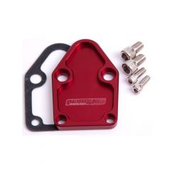 Aeroflow Billet Fuel Pump Block-Off Plate Red For SB Chevy