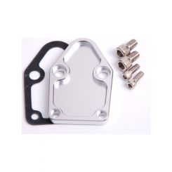 Aeroflow Billet Fuel Pump Block-Off Plate Silver For SB Chevy