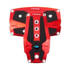 NRG Brushed Aluminum Sport Pedal A/T Red w/Black Rubber Inserts