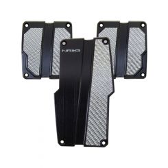 NRG Brushed Aluminum Sport Pedal M/T Black w/Silver Carbon