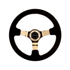NRG Reinforced Steering Wheel 350mm / 3in. Deep Blk Suede w/Red BB…