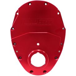 Aeroflow 2-Piece Billet Alloy Timing Cover Red For SB Chev & 90° V6