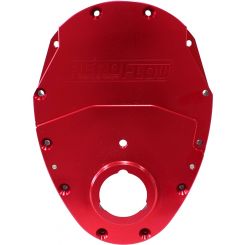 Aeroflow 2-Piece Billet Alloy Timing Cover Red For SB Chev & 90 V6