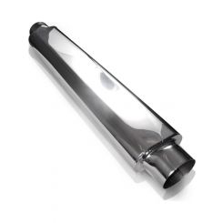 Stainless Works Smooth Oval Muffler 24in Long 2 1/2in ID Inlets Both…