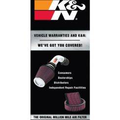 K&N Tri-Fold Mini Warranty Brochure 8.5" X 3-5/8"