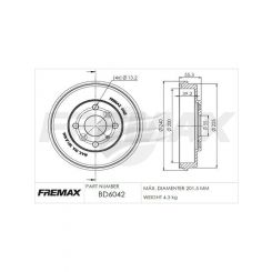 Fremax Brake Drum For Mazda 2 Rear