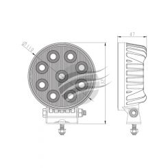 Ignite LED Round Worklamp Flood Beam 60 9-36V 36W 36 LEDs Black